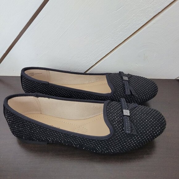 NEW Charter Club Kimii Evening Deconstructed Black Bling Studded Flat Sandal 5 - Picture 1 of 8